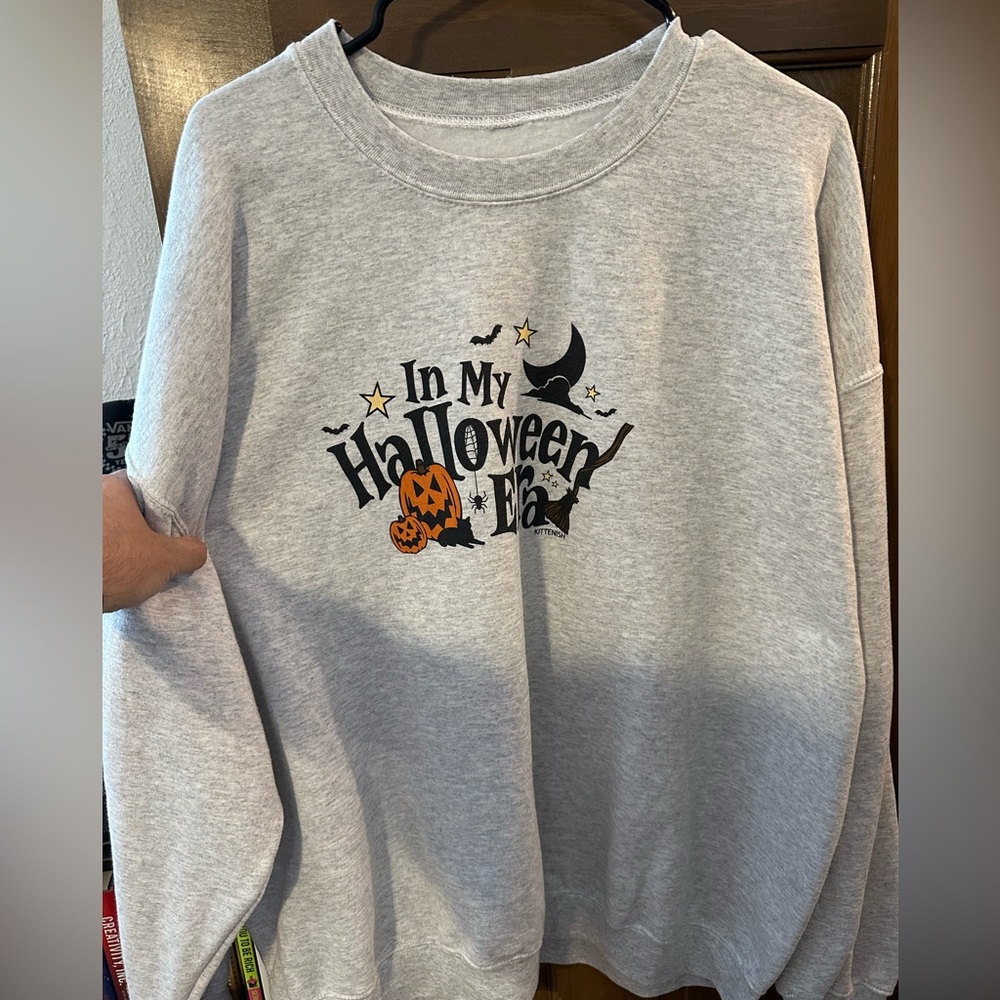 Kittenish ‘In My Halloween Era’ Crewneck Sweatshirt, Heather Grey, XXL
